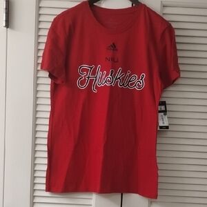 Adidas Red NIU Huskies Graphic Tee
